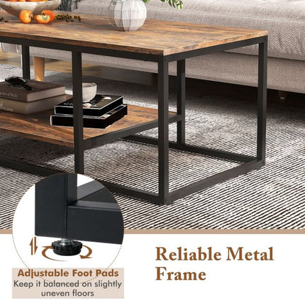 Industrial Coffee Table, 2-Tier, 105 cm, Rustic Brown