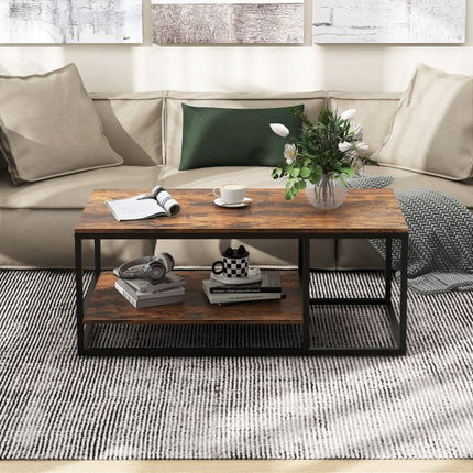 Industrial Coffee Table, 2-Tier, 105 cm, Rustic Brown