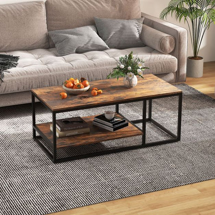 Industrial Coffee Table, 2-Tier, 105 cm, Rustic Brown