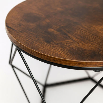 Industrial Coffee Table Set, Wood-Effect Top, Metal Frame