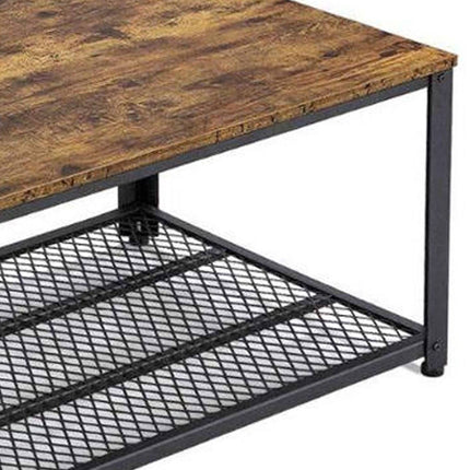 Industrieller Couchtisch mit Drahtablage und verstellbaren Füßen