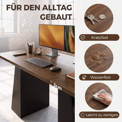 Industrieller Computertisch 140 cm, 4 offene Ablagen, Braun-Schwarz
