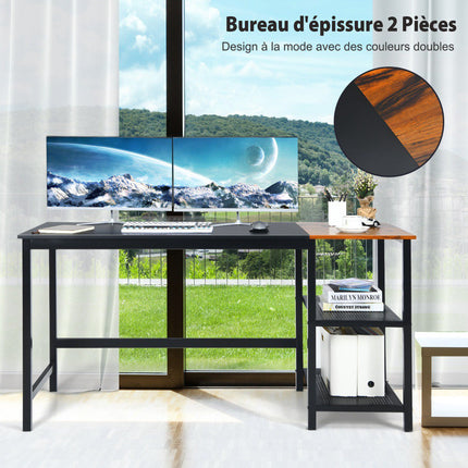 Industrie-Computertisch, 150 cm, 2-stufiges Regal, Haken