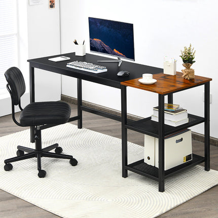 Industrie-Computertisch, 150 cm, 2-stufiges Regal, Haken