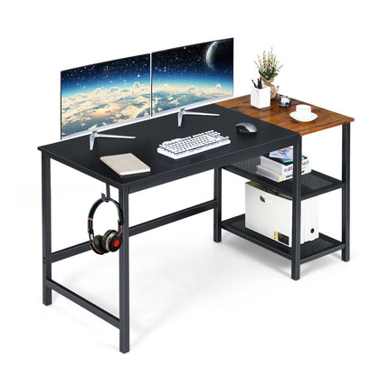 Industrie-Computertisch, 150 cm, 2-stufiges Regal, Haken