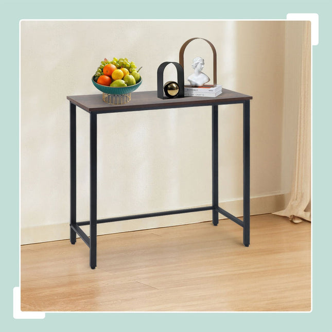 Industrial Console Table – Narrow, Metal Frame, Wood Top