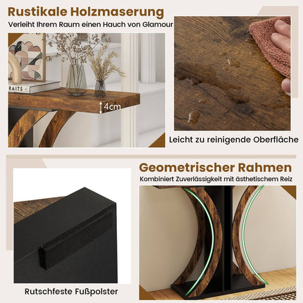Industrieller Konsolentisch mit geometrischem Metallrahmen, Braun