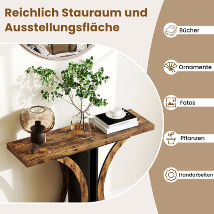 Industrieller Konsolentisch mit geometrischem Metallrahmen, Braun
