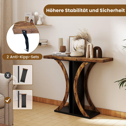 Industrieller Konsolentisch mit geometrischem Metallrahmen, Braun