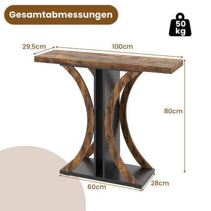Industrieller Konsolentisch mit geometrischem Metallrahmen, Braun