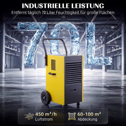 Industrie-Luftentfeuchter, 70L/Tag, Dauerdrainage