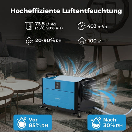 Industrie-Luftentfeuchter, 73.5L/Tag, 3 Modi, Timer