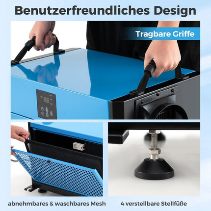 Industrie-Luftentfeuchter, 73.5L/Tag, 3 Modi, Timer