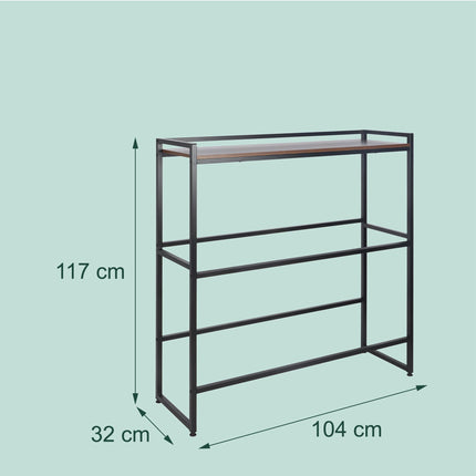 Industrial Drink Crate Rack, 2-Tier, Metal & MDF, Black/Brown