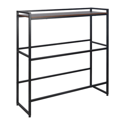 Industrial Drink Crate Rack, 2-Tier, Metal & MDF, Black/Brown