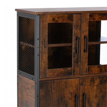 Industrial Glass Door Cupboard – Adjustable Shelves, Safe Design
