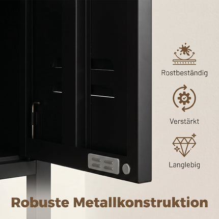 Industrial Metal Wardrobe, Adjustable Shelves, Black, 183cm