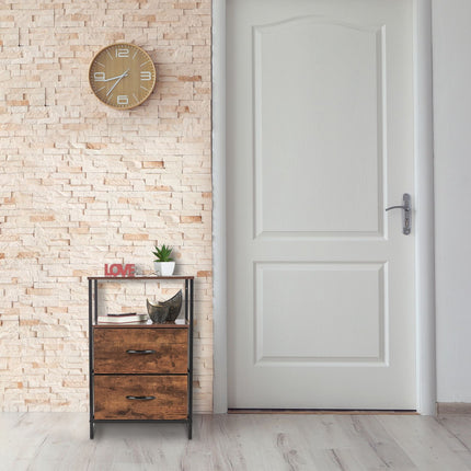 Industrieller Nachttisch 2er-Set, rustikales Holz und Metall