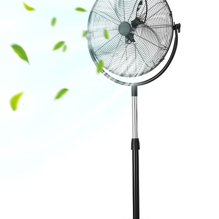 Industrial Pedestal Fan 18 Inch, Adjustable Height, 3-Speed, Black