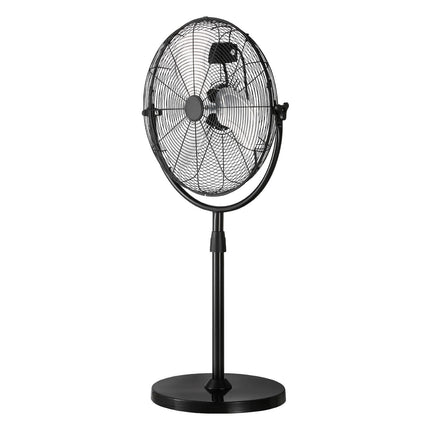 Industrial Pedestal Fan 18 Inch, Adjustable Height, 3-Speed, Black