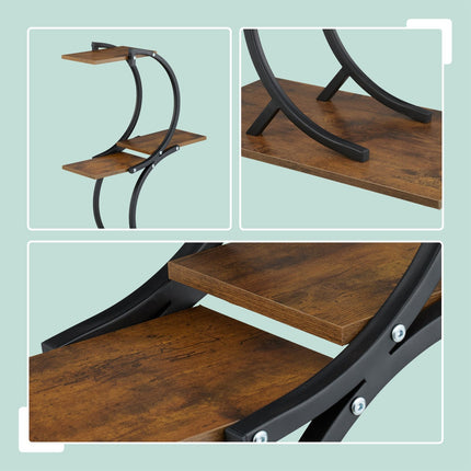 Industrial Plant Stand, Curved, 5 Pots, Metal Frame