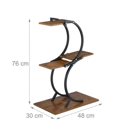 Industrial Plant Stand, Curved, 5 Pots, Metal Frame
