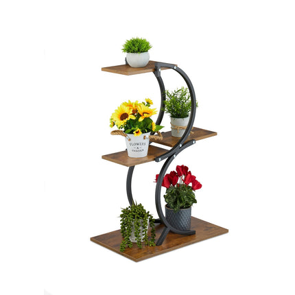 Industrial Plant Stand, Curved, 5 Pots, Metal Frame