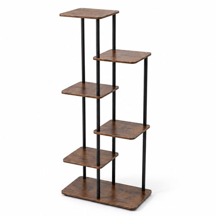 Industrial Plant Stand with 6 Shelves, Metal and MDF, 107 x 48 x 24 cm