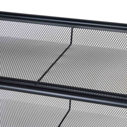 Industrial Shoe Rack with Grid Shelves – Iron, Wood Finish