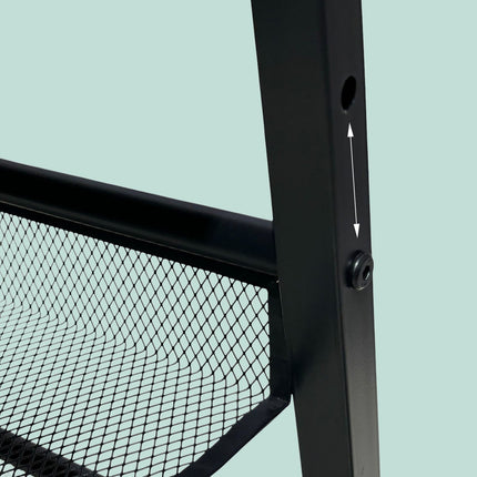 Industrial Shoe Rack with Grid Shelves – Iron, Wood Finish