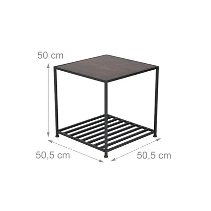 Industrial Square Side Table with Mesh Shelf