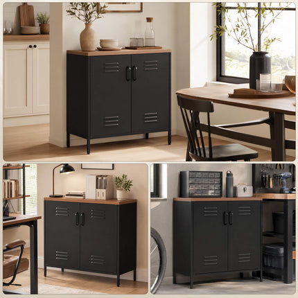 Industrial Steel Sideboard, 80x40x80 cm, Black