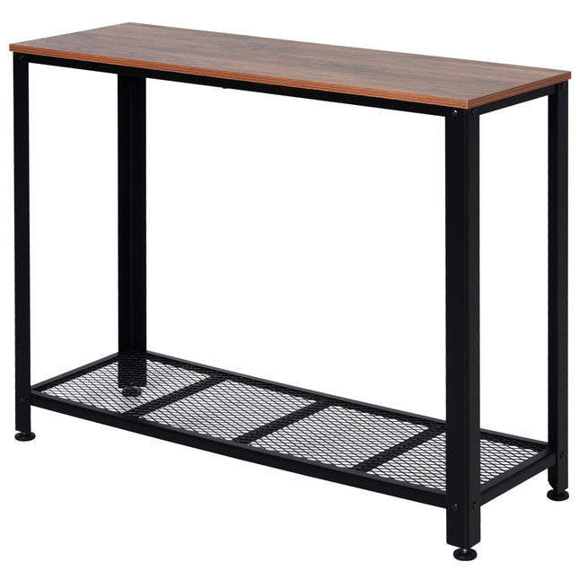 Industrieller Konsolentisch mit Metallgitterablage, 101x35x80 cm