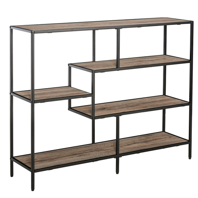Bücherregal im Industrial-Stil, Schwarz & Eiche, 120x32x95 cm