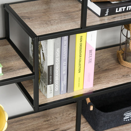 Bücherregal im Industrial-Stil, Schwarz & Eiche, 120x32x95 cm