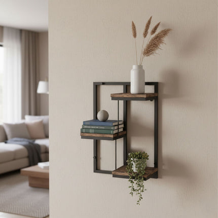 Industrielles Wandregal – Metall und Holzoptik
