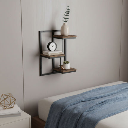 Industrielles Wandregal – Metall und Holzoptik