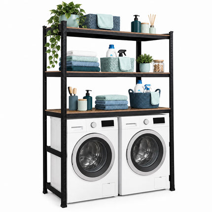 Industrial Washing Machine Rack, Heavy-Duty Steel – Black/Brown, 200 kg Shelves