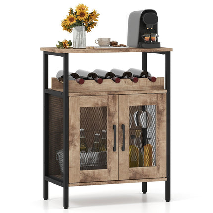 Industrial Wine Cabinet with Removable Rack & Glass Holders