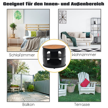 Industrieller Couchtisch aus Holz und Metall mit 2 Ablagen, belastbar bis 50 kg, schwarz