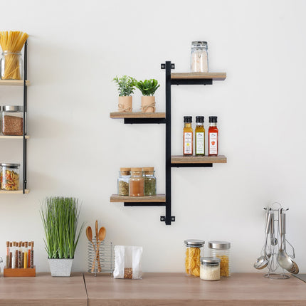 Industrial wall shelf with 4 shelves