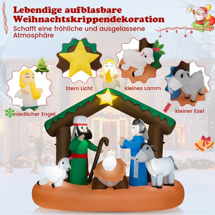 Inflatable 180cm Nativity Scene with LED Lights for Christmas
