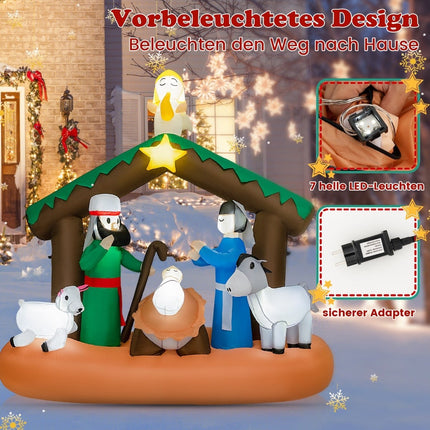 Inflatable 180cm Nativity Scene with LED Lights for Christmas