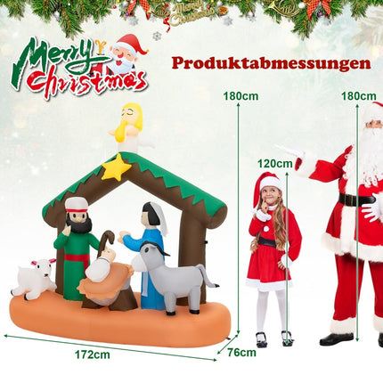 Inflatable 180cm Nativity Scene with LED Lights for Christmas