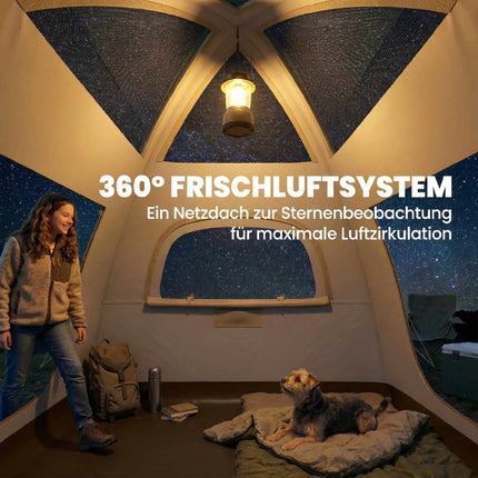 Inflatable 3-Person Camping Tent with Pump & Mesh Roof