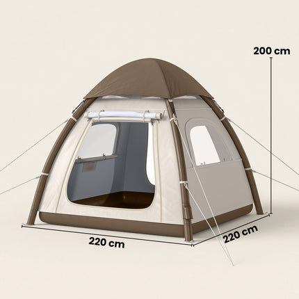 Inflatable 3-Person Camping Tent with Pump & Mesh Roof