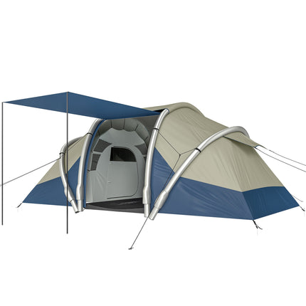 Aufblasbares 4-Personen-Zelt, schneller Aufbau, 2 Schlafzimmer