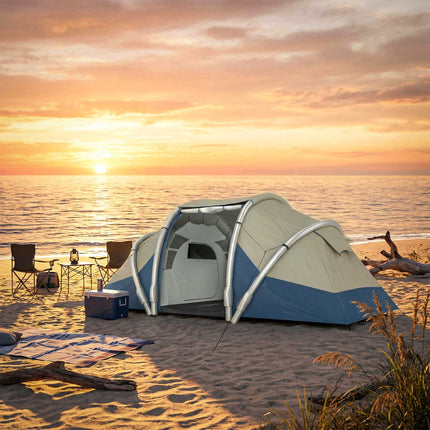Aufblasbares 4-Personen-Zelt, schneller Aufbau, 2 Schlafzimmer
