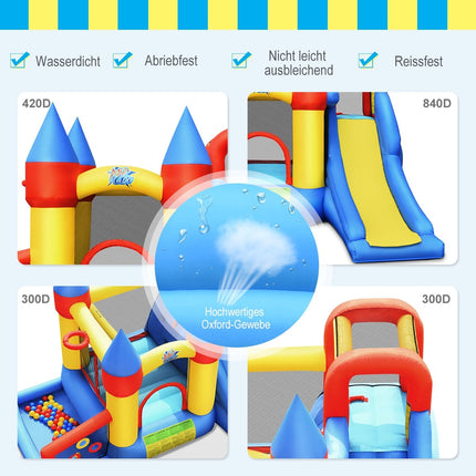 Inflatable 6-in-1 Bounce House with Slide & Blower