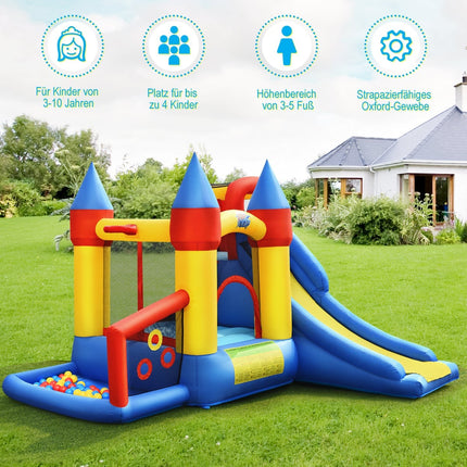 Inflatable 6-in-1 Bounce House with Slide & Blower